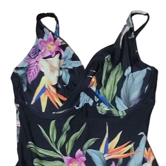 Kona Sol Tropical Print One Piece Swimsuit - Picture 3 of 6